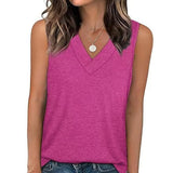 Débardeur T-Shirt Femme Sans Manches Col V Amincissant Coupe Décontractée