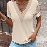 T-Shirt Décolleté en V Dentelle