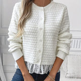 Manteau Manches Longues Pull À Panneaux De Dentelle
