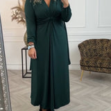 Robe sexy unie avec manches longues