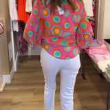 Blouse décontractée à manches longues et imprimé géométrique