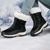 Bottes De Neige Chaudes Antidérapantes À Fermeture Éclair Pour Femmes