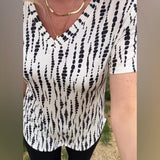 T-Shirt Imprimé Manches Courtes Col En V