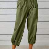 Luciane | Pantalon à cordon et boutons pour femme