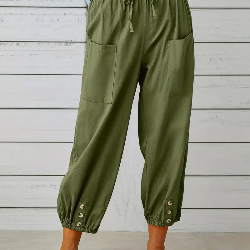 Luciane | Pantalon à cordon et boutons pour femme