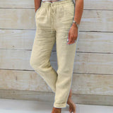 Pantalon décontracté à jambe droite de couleur unie