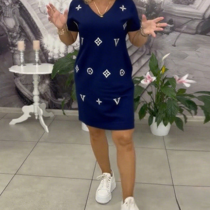 Robe Mode Col En V Manches Courtes
