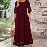 Robe élégante à Manches Mi-Longues Et Col Rond Décontracté