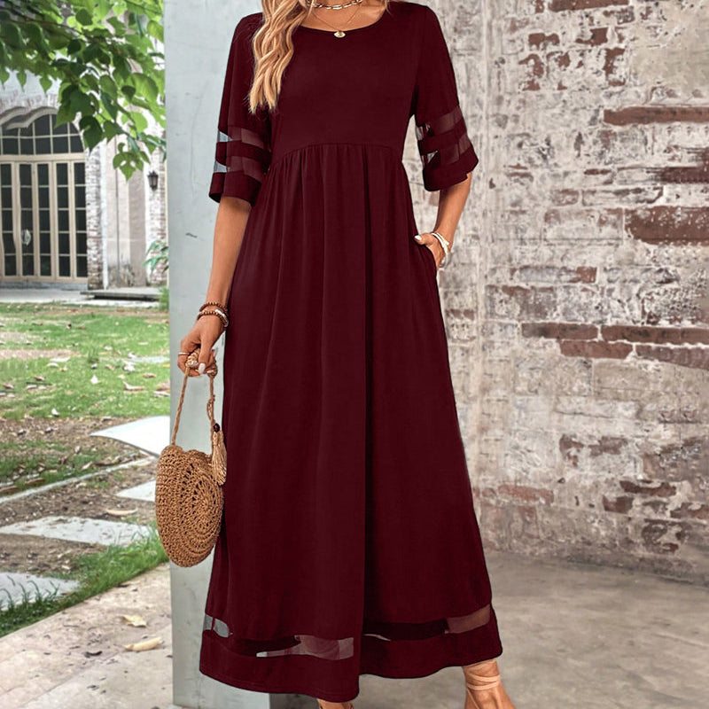 Robe élégante à Manches Mi-Longues Et Col Rond Décontracté