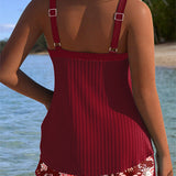 Tankini Rayé Deux Pièces Short De Plage