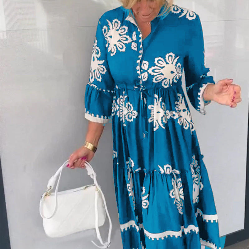 Robe à imprimé floral et manches 3/4