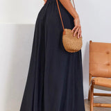 Pantalon taille haute de couleur unie