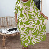 Robe À Col Rond Et Manches Longues Imprimée