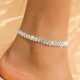 Bracelet de cheville en strass losange irrégulier