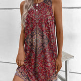 Robe débardeur à imprimé géométrique Boho