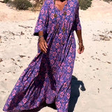 Robe imprimée ample à manches 3/4