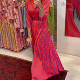 Robe chemise col V manches 3/4