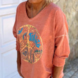 Haut imprimé orange