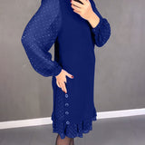 Robe élégante à pois et manches longues