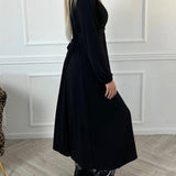 Robe sexy unie avec manches longues