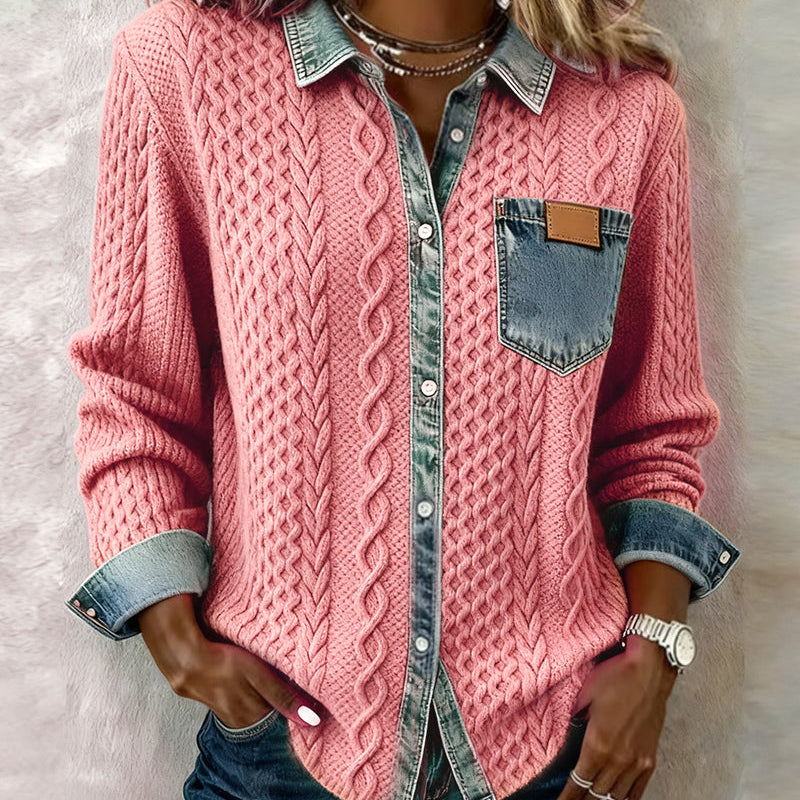 Chemise Manches Longues À Patchwork Jean