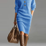 Robe pull décontractée de couleur unie pour l'automne et l'hiver