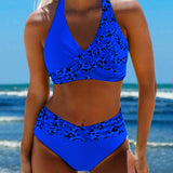 Bikini dos nu imprimé patchwork léopard