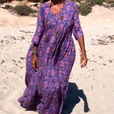 Robe imprimée ample à manches 3/4