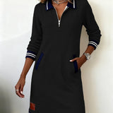 Robe À Manches Longues Avec Zip Et Revers