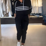 Ensemble sweat-shirt à capuche décontracté à imprimé rayé