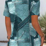 Blouse Vintage Jean Contraste Découpée