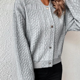 Cardigan boutonné de couleur unie