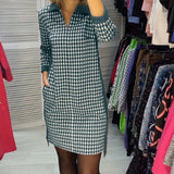 Robe à revers avec poche et carreaux