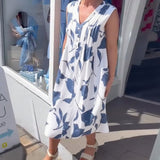 Robe Décolleté En V Sans Manches Imprimée