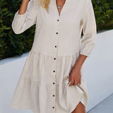 Robe à carreaux à col montant