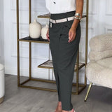 Pantalon patchwork irrégulier à poches de couleur unie à la mode