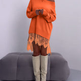 Pull slim à épaules dénudées de couleur unie