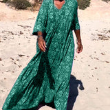 Robe imprimée ample à manches 3/4