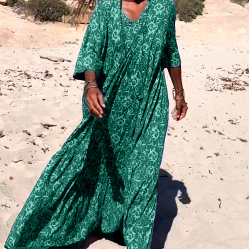 Robe imprimée ample à manches 3/4