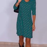 Robe col V imprimé losanges