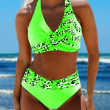Bikini dos nu imprimé patchwork léopard
