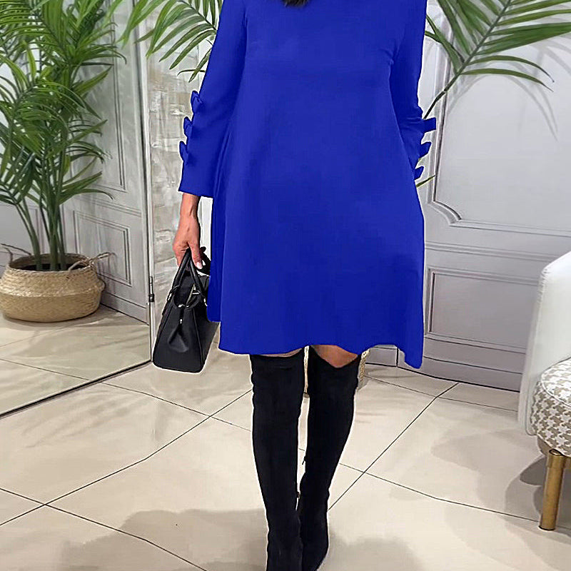 Robe décontractée au genou avec manches longues
