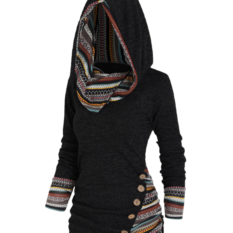 Sweat-shirt à capuche décontracté de couleur contrastée