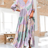 Robe à blocs de couleurs et manches 3/4