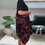 Robe patchwork décontractée à imprimé floral et col rond