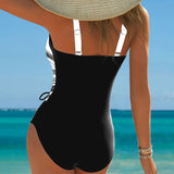 Maillot de Bain Monopièce Cordelette de Couleur Contrastée