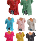T-shirt ample à manches courtes et col V