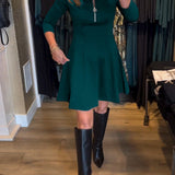 Robe élégante à fermeture éclair de couleur unie