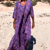 Robe imprimée ample à manches 3/4
