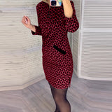 Robe à imprimé losange et manches longues